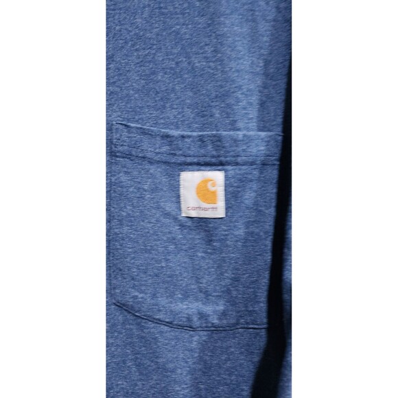 Carhartt Blue Pocket TShirt Men's K87-M One Point Logo In EUC - Picture 6 of 11